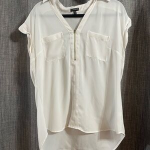 Express Women's Cream Zip-Front Blouse